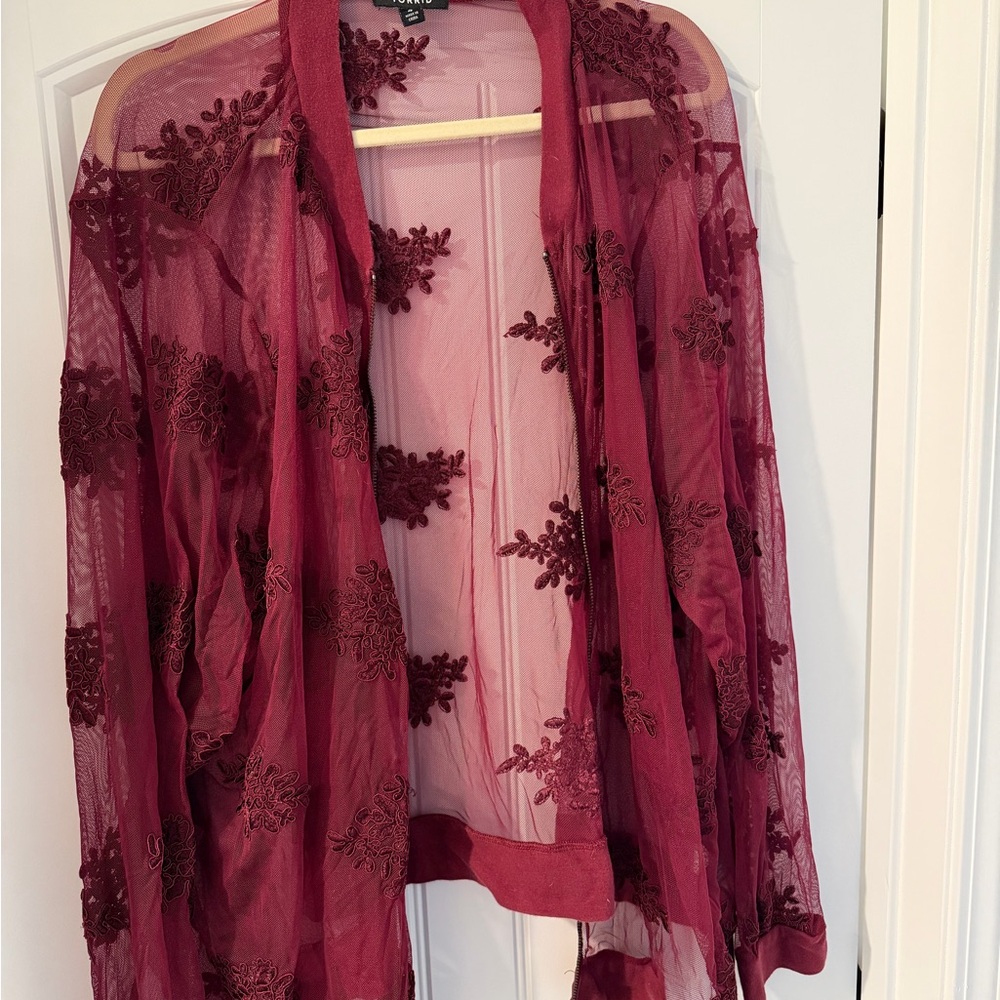 Torrid Deep Red Sheer Kimono